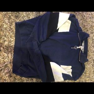 Pink navy blue, black, white quarter zip